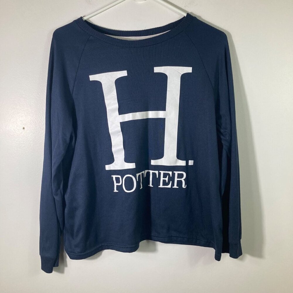 Youth Harry Potter PJ Sleep Top Blue White L Polyester Spandex